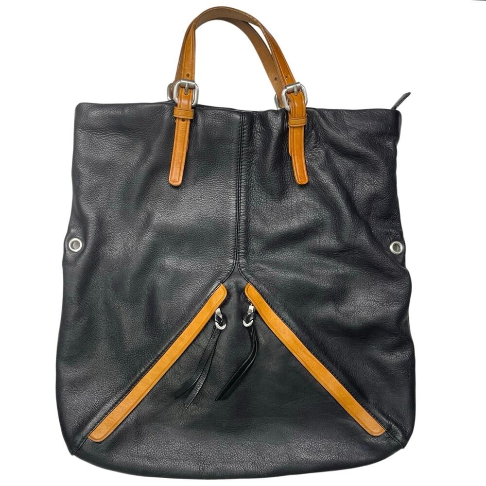 EUC - Christopher Kon Black Leather 3‑Way Convertible Hobo Shoulder Clutch